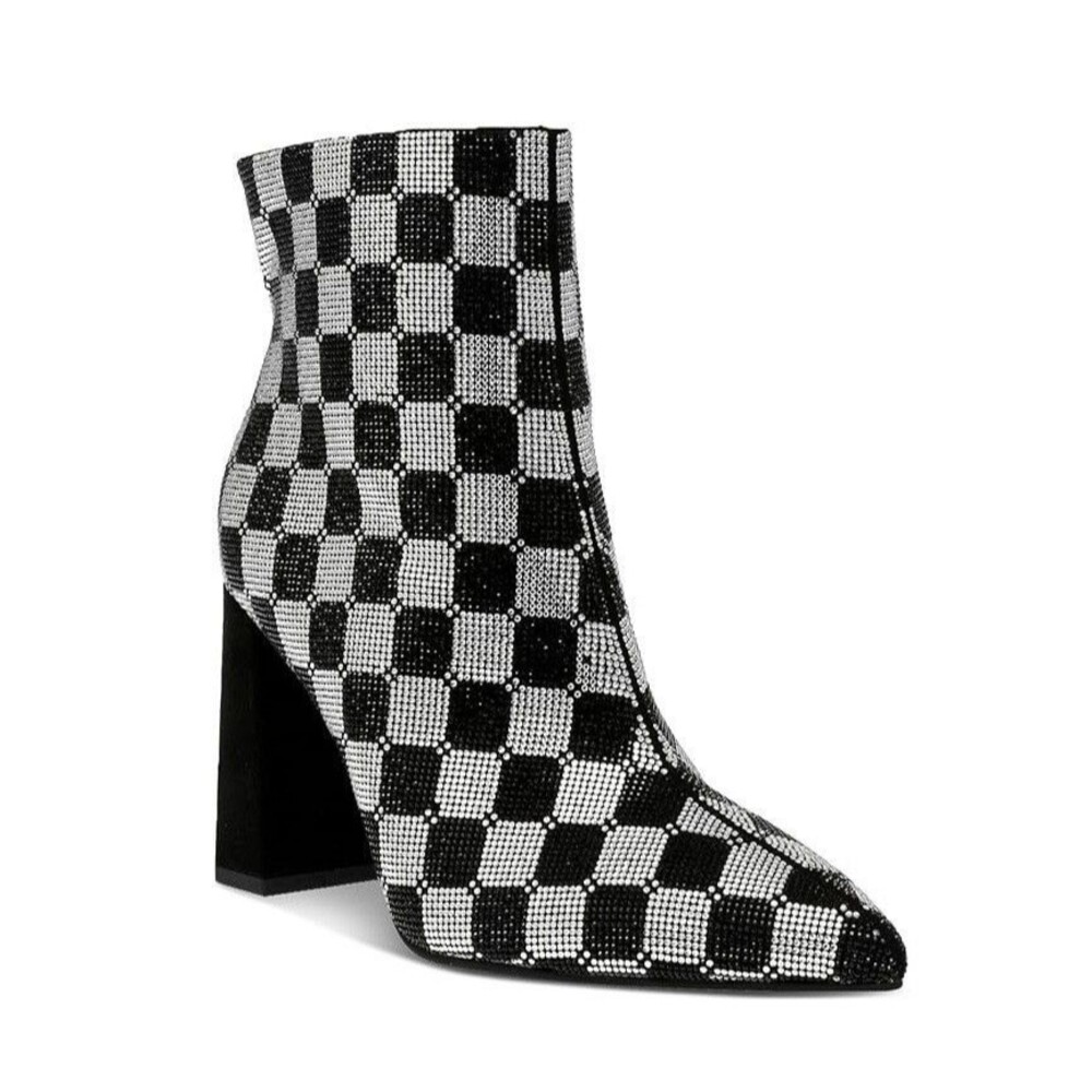 Wild Pair Womens 6 M Black White Checker Ingridd Pointed Toe Booties NIB NJ4